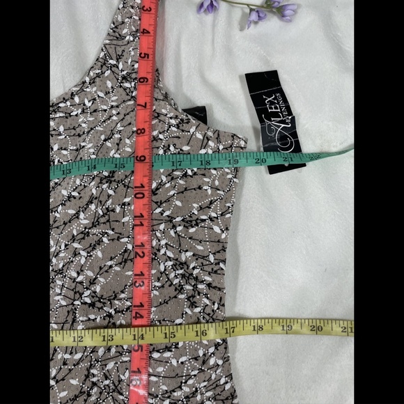NWT Alex Evenings‎ [PETITE sz XLP ] Textural Glitter Print Tank Top in Beige - Picture 5 of 11